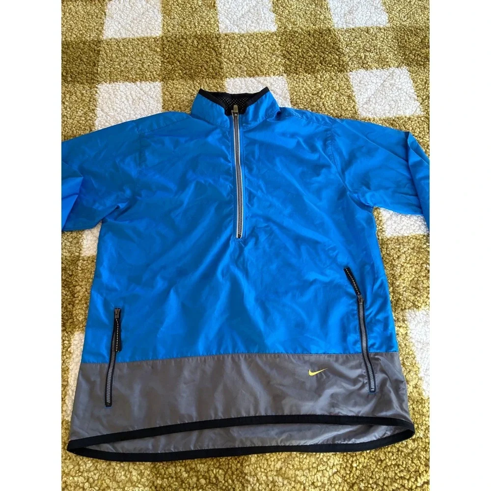 Nike Running Half Zip Windbreaker Blue Grey Colorblock Mens Large L‎ 12-14